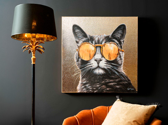 Canvas Leinwanddruck mit Katze Cool Cat mit Sonnenbrille, HolzLand Köster in Emmerke bei Hildesheim, Hannover, Alfeld, Peine