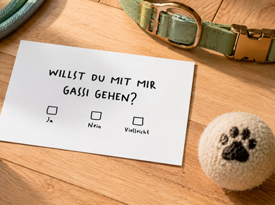 Postkarte "Willst du mit mir Gassig gehen? von Lieblingspfote bei HolzLand Köster in Emmerke bei Hildesheim, Hannover, Alfeld, Peine
